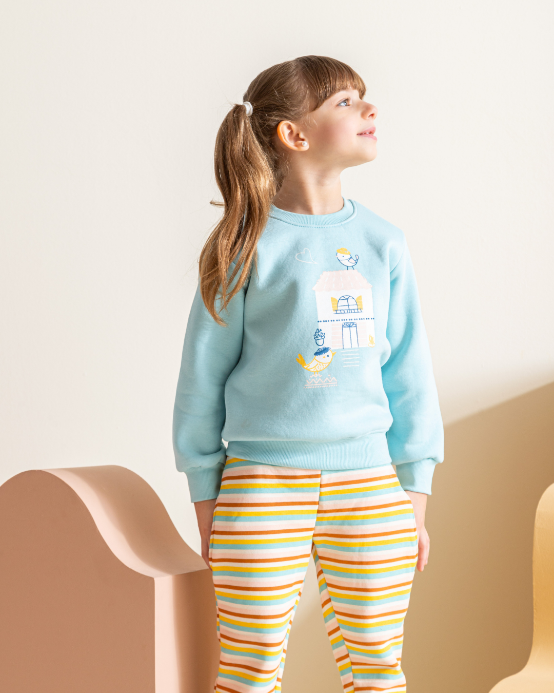 Bird House Children's pajamas for girls Milton plain * Casual Milton stripe
