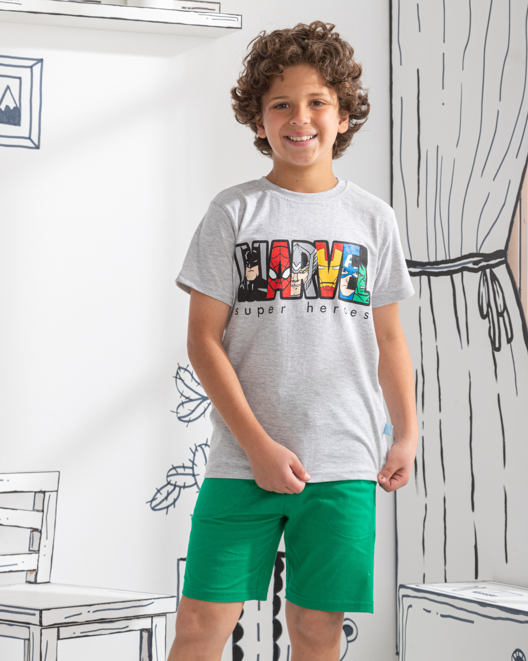 Marvel heroes بيجاما أولادي نُص كُم