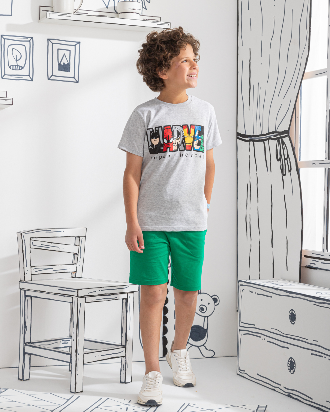 Marvel heroes بيجاما أولادي نُص كُم