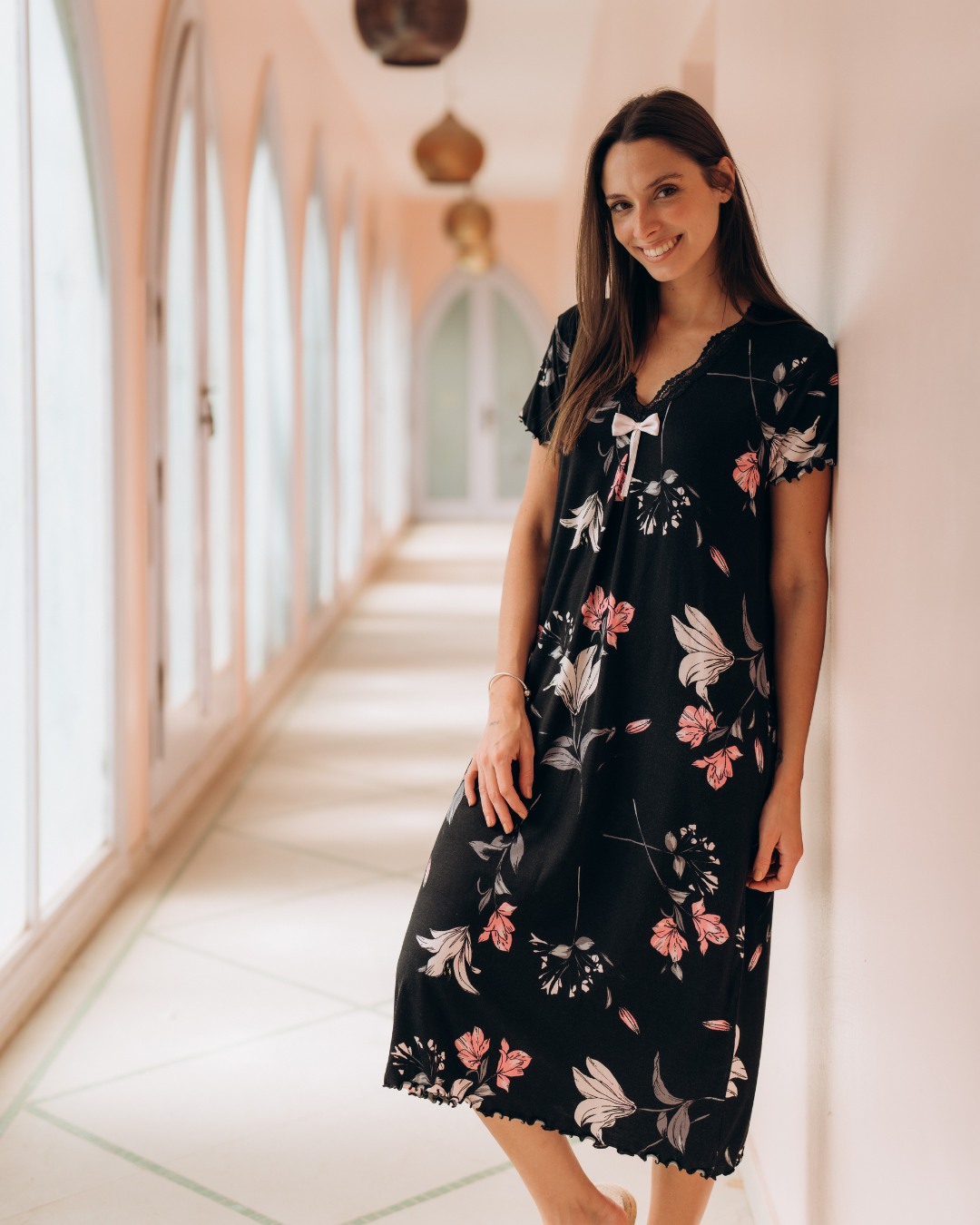 Half sleeve floral V women's shirt