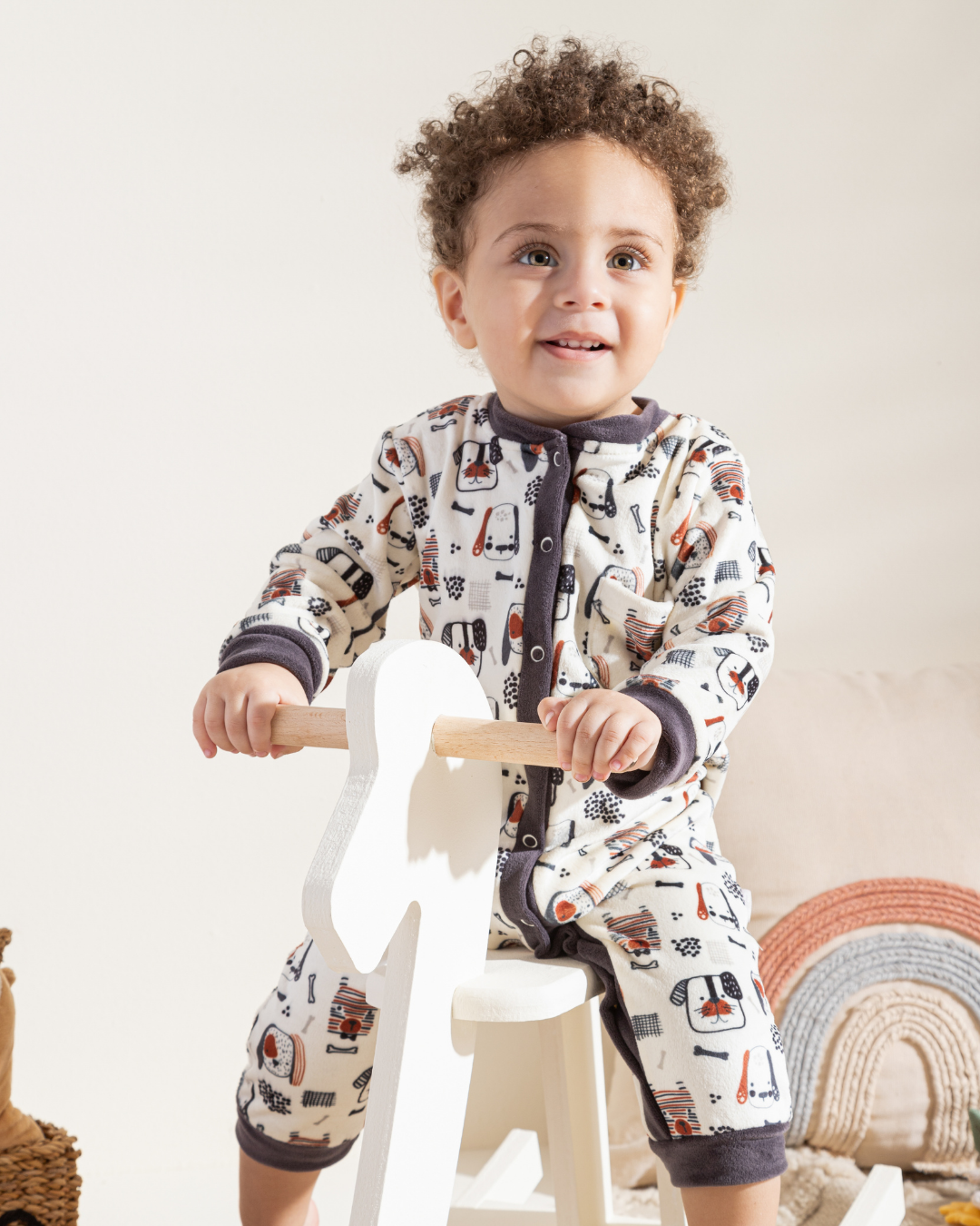 Dogs  Baby Boy Printed Sleepsuit soft velevet