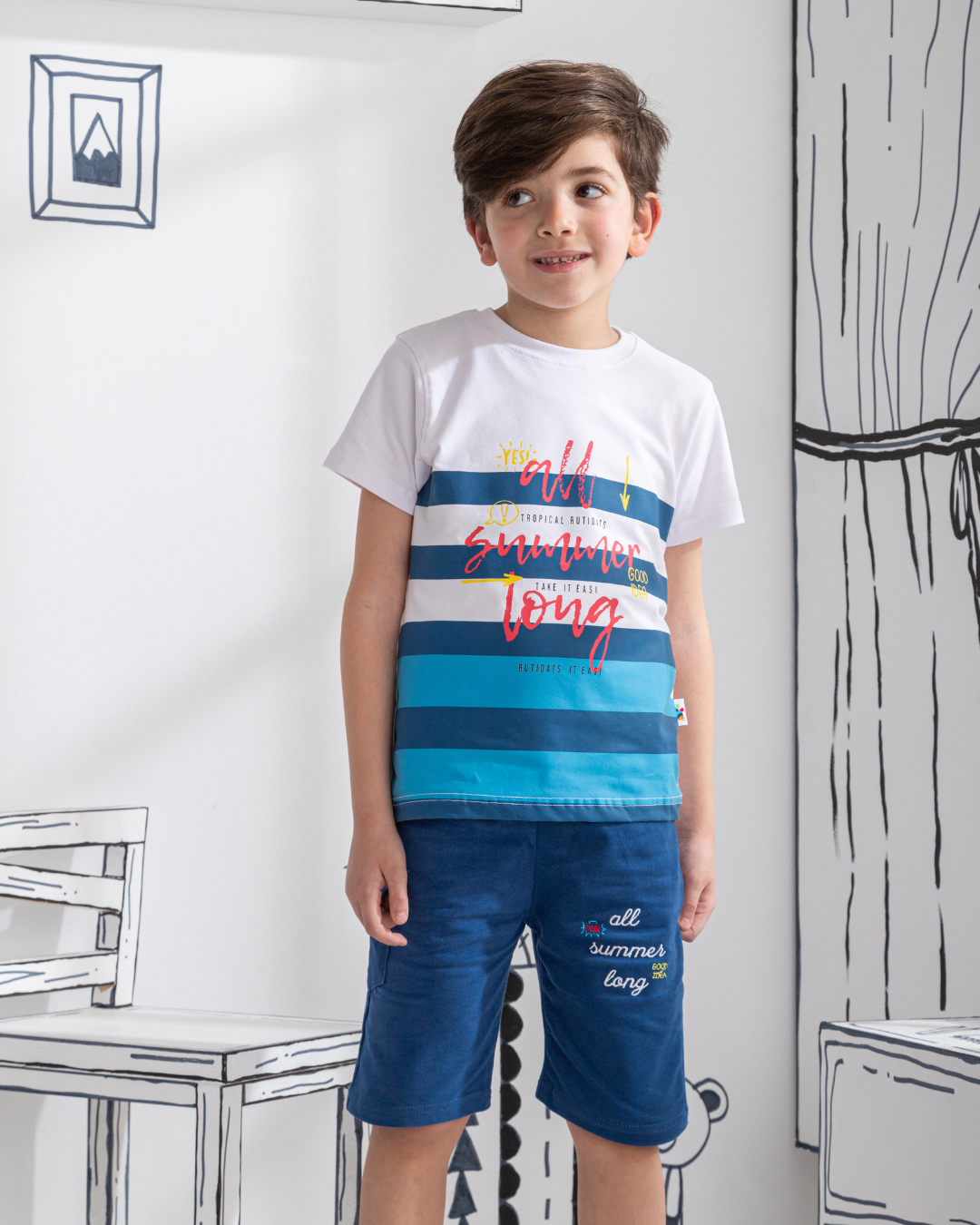 all summer long Children's pajamas, half-sleeved T-shirt and shorts