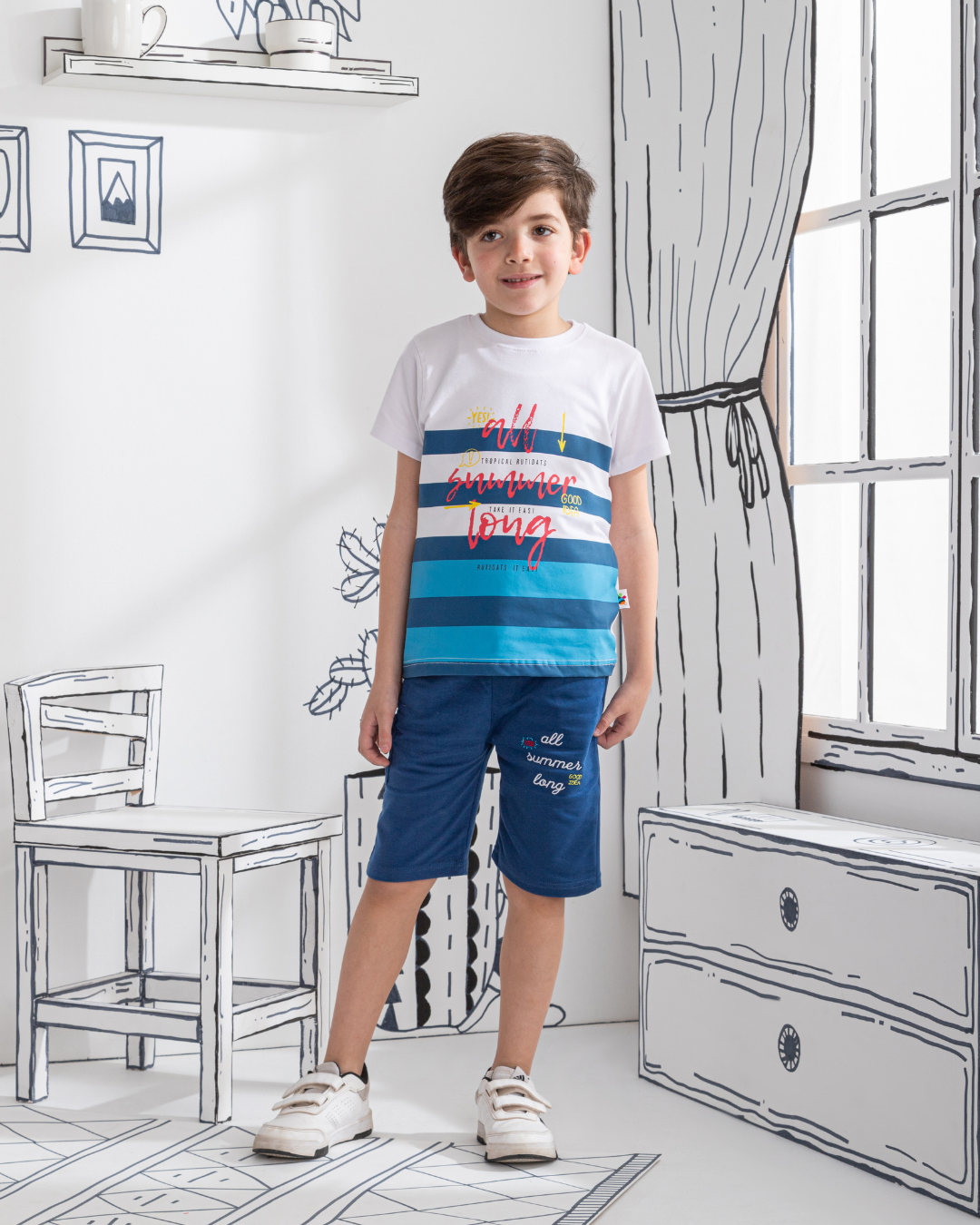 all summer long Children's pajamas, half-sleeved T-shirt and shorts