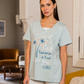 love you longe Women's pajamas, long dotted pants, half-sleeve T-shirt with print on the chest