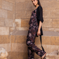 Women's pajamas, 3 pieces, chiffon top and pants, brick flower