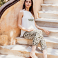 Women's top-cut pajamas, chiffon, pink, olive green