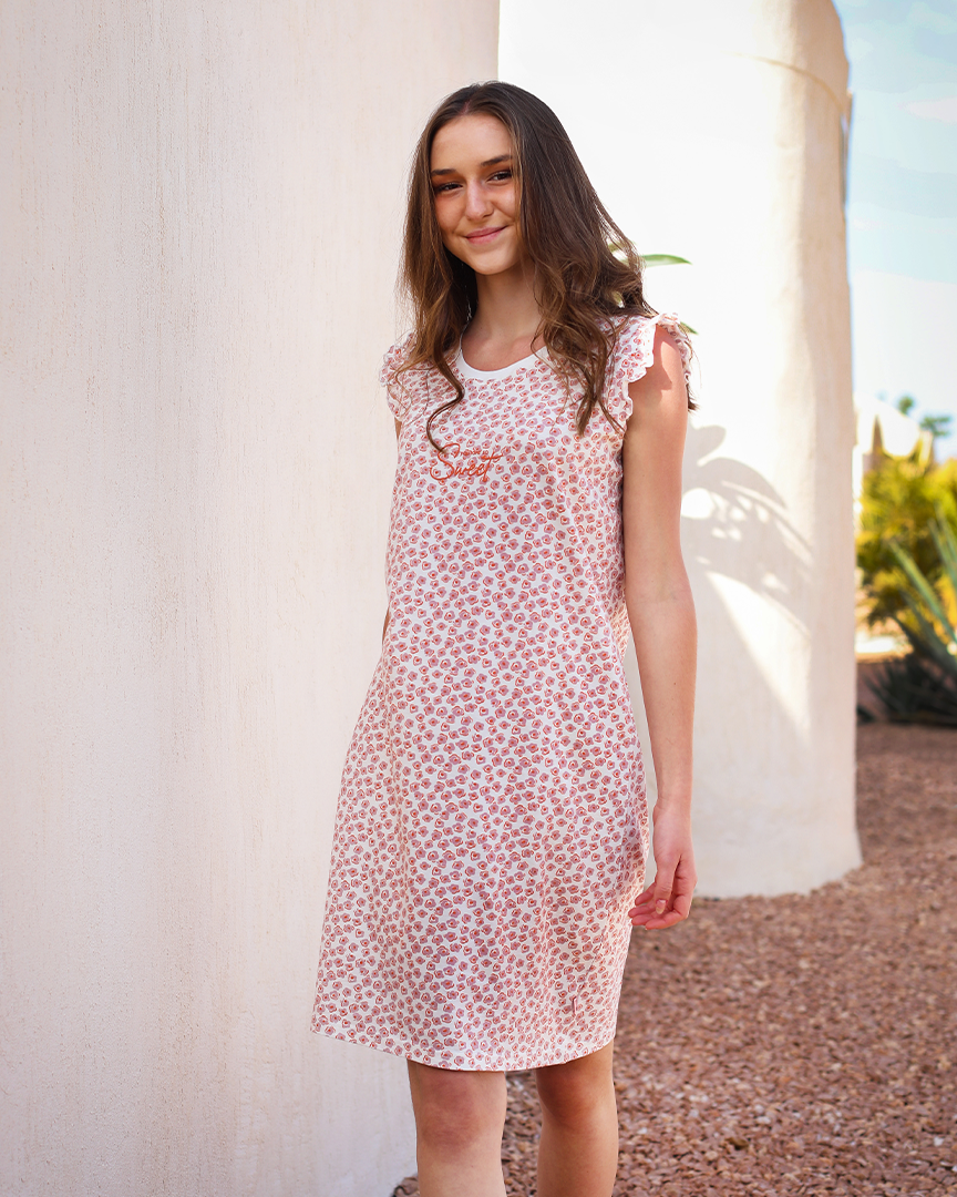 Floral dots قميص نوم حريمي قطن