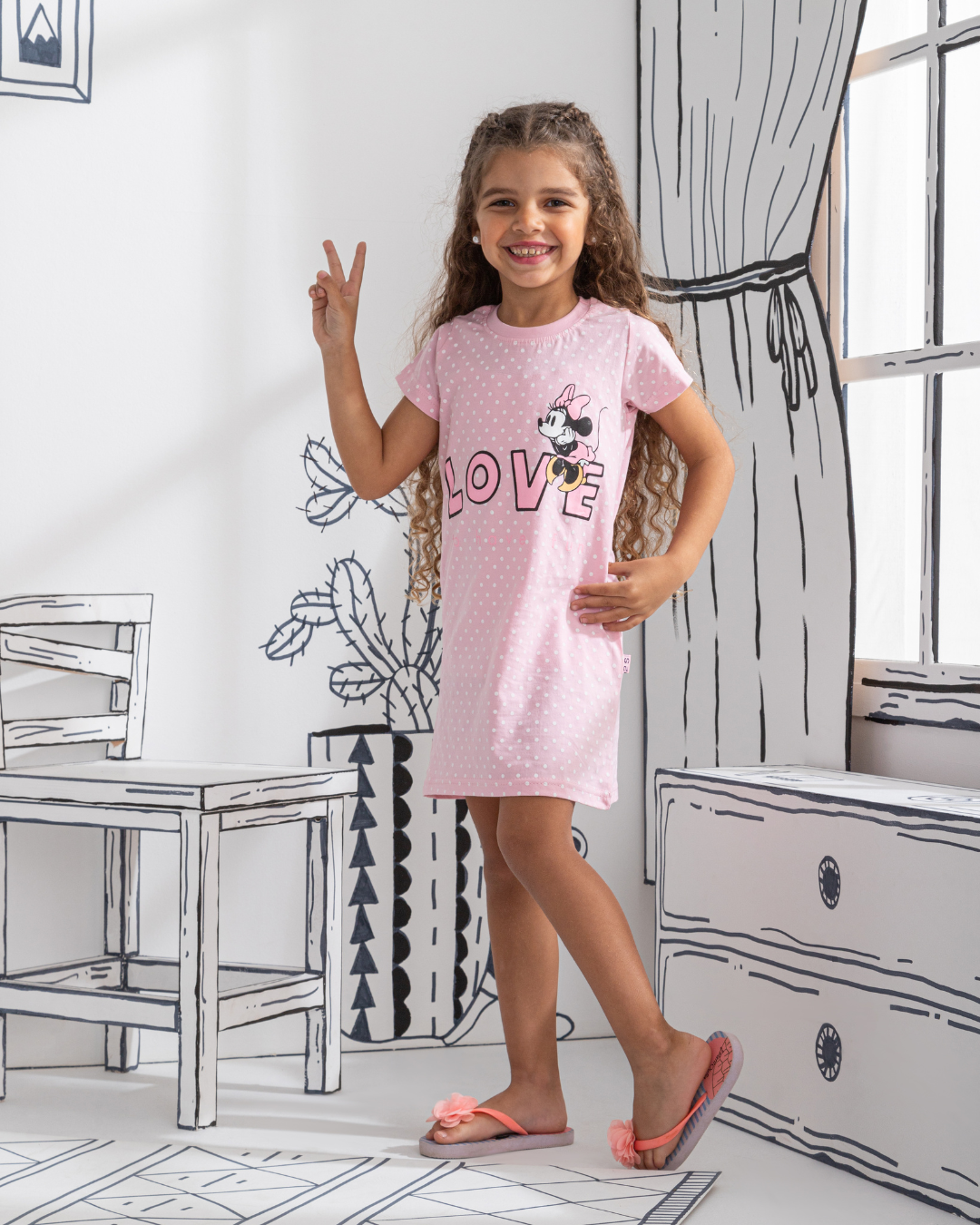 Minnie Love girls half sleeve Night Shirt 