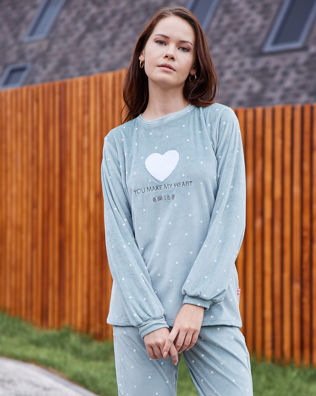you make My Heart Smile بيجاما حريمي قطيفة بوليستر
