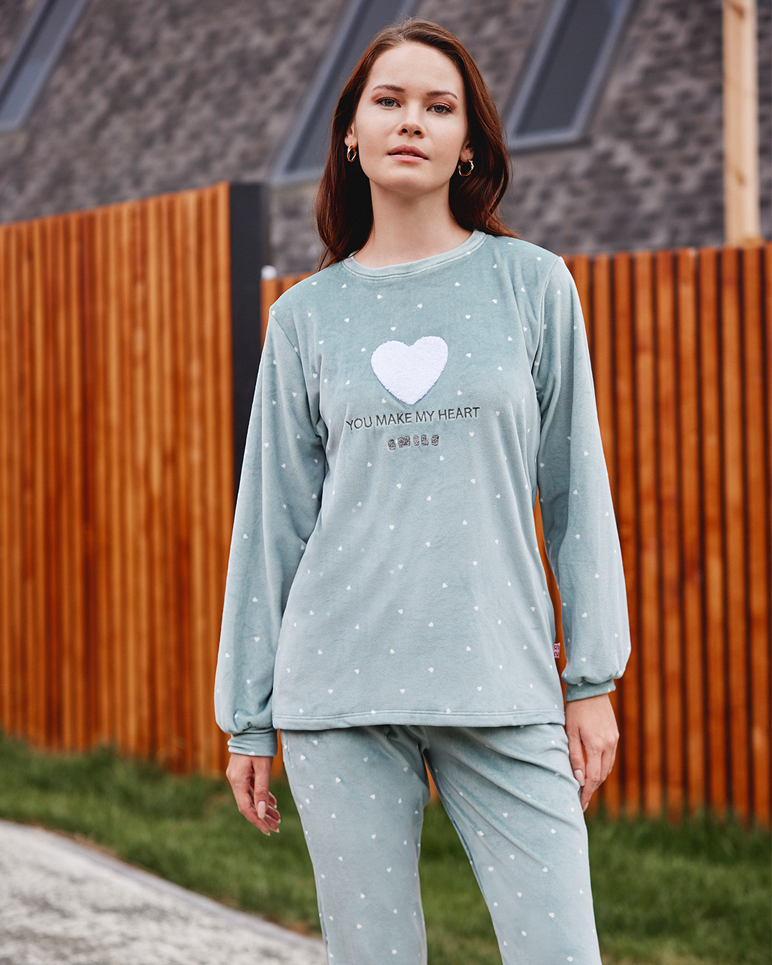 you make My Heart Smile Ladies's Soft Elastane Velvet Pajamas 