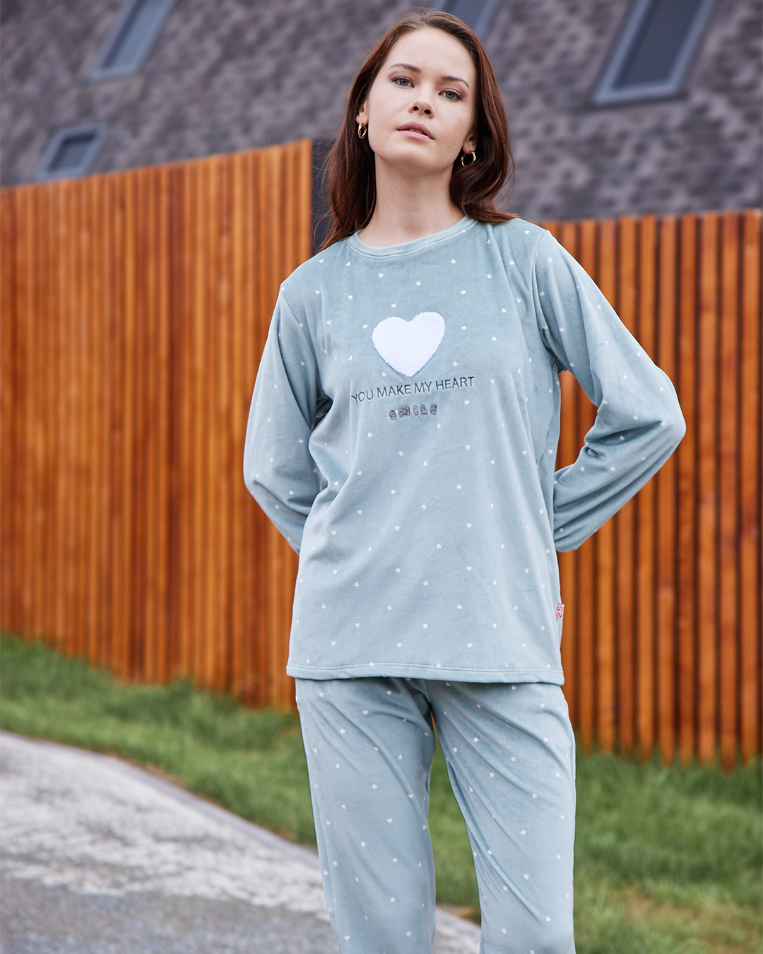you make My Heart Smile بيجاما حريمي قطيفة بوليستر