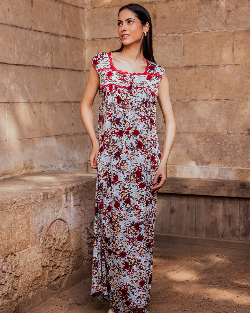 قميص حريمي كت ساسونة وردة نبيتي منت طويل