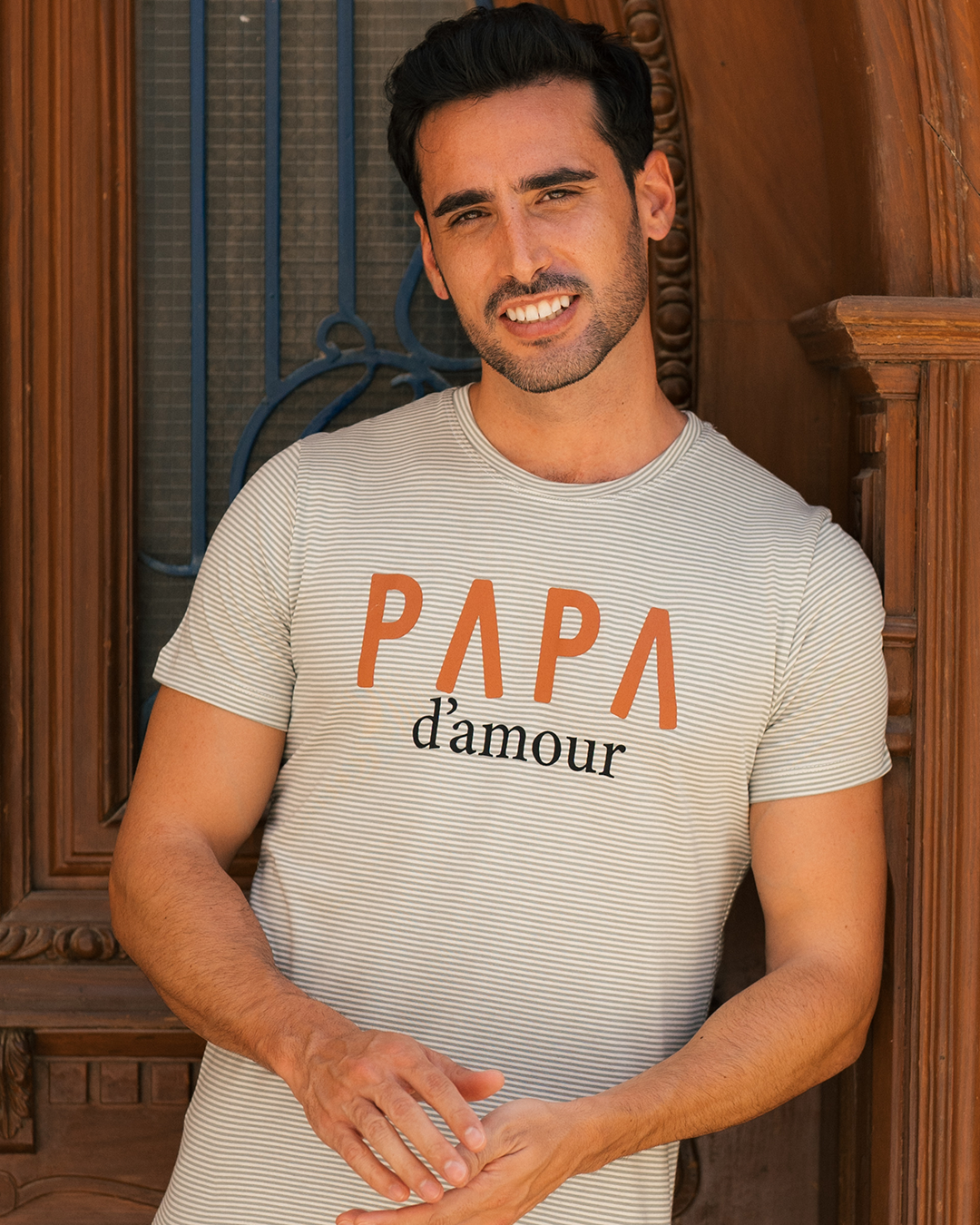 PAPAبيجاما رجالي مقلم نص كم شورت