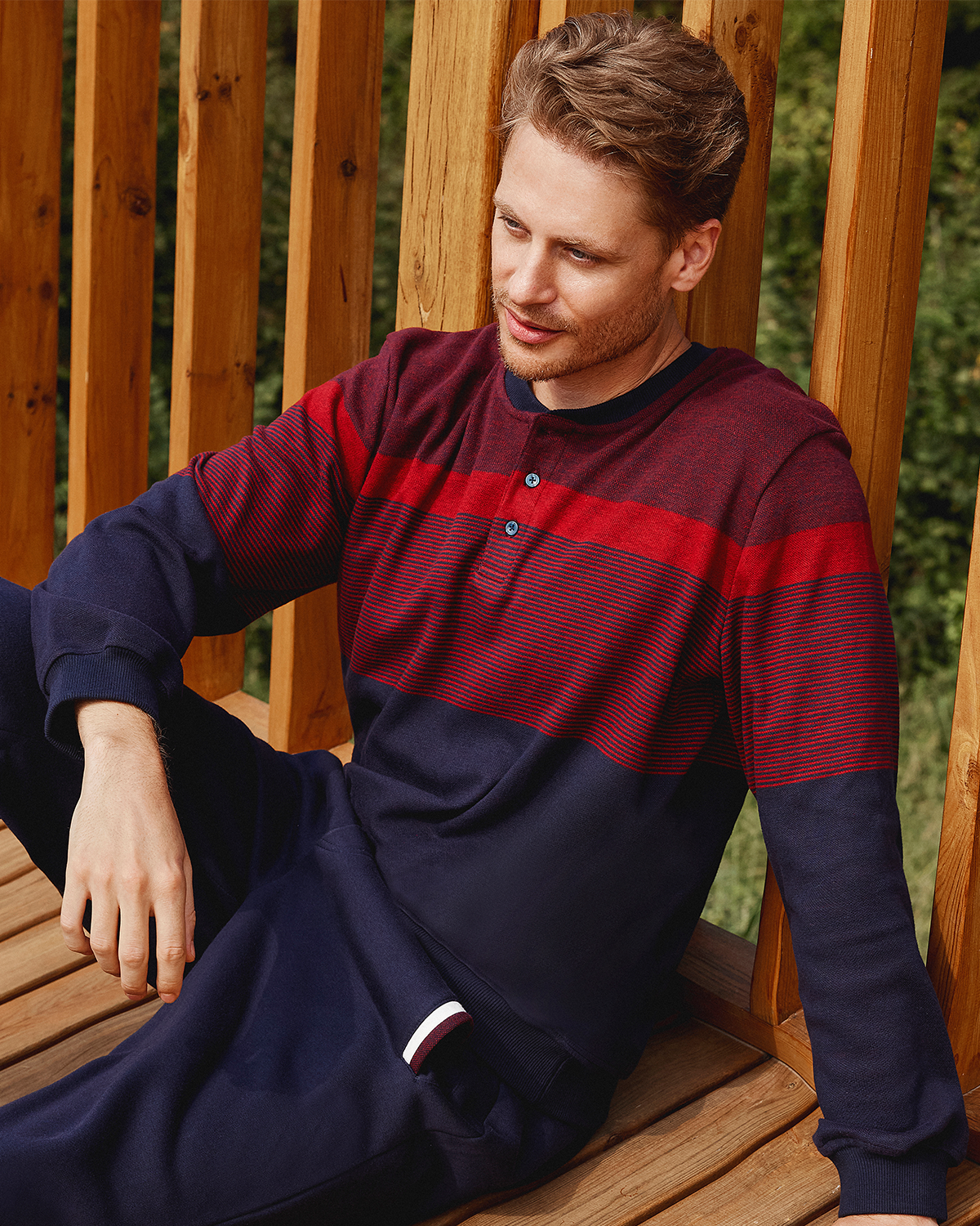 Men's jacquard * Milton buttons striped pajama