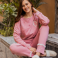 Women's pajamas, long sleeves, long pants, rose print