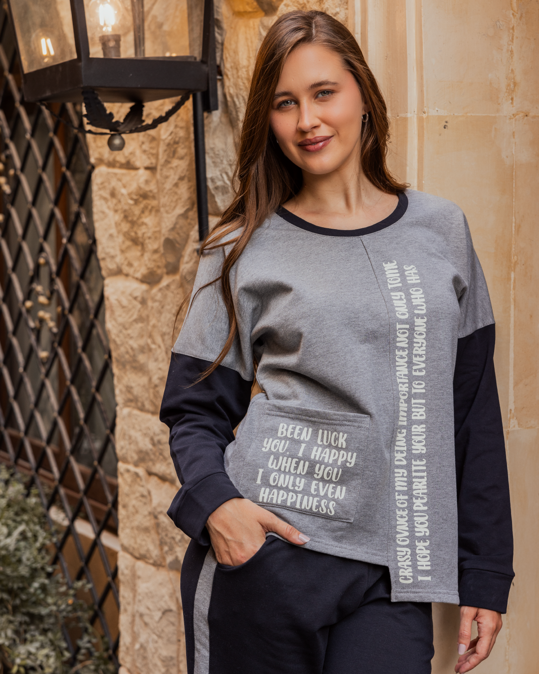 بيجامه حريمي كم طويل بنطلون طويل طباعة كلام