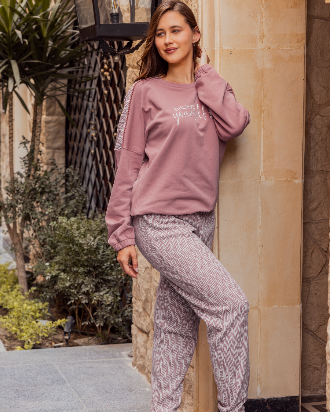 بيجامه حريمي كم طويل بنطلون طويل تطريز دب