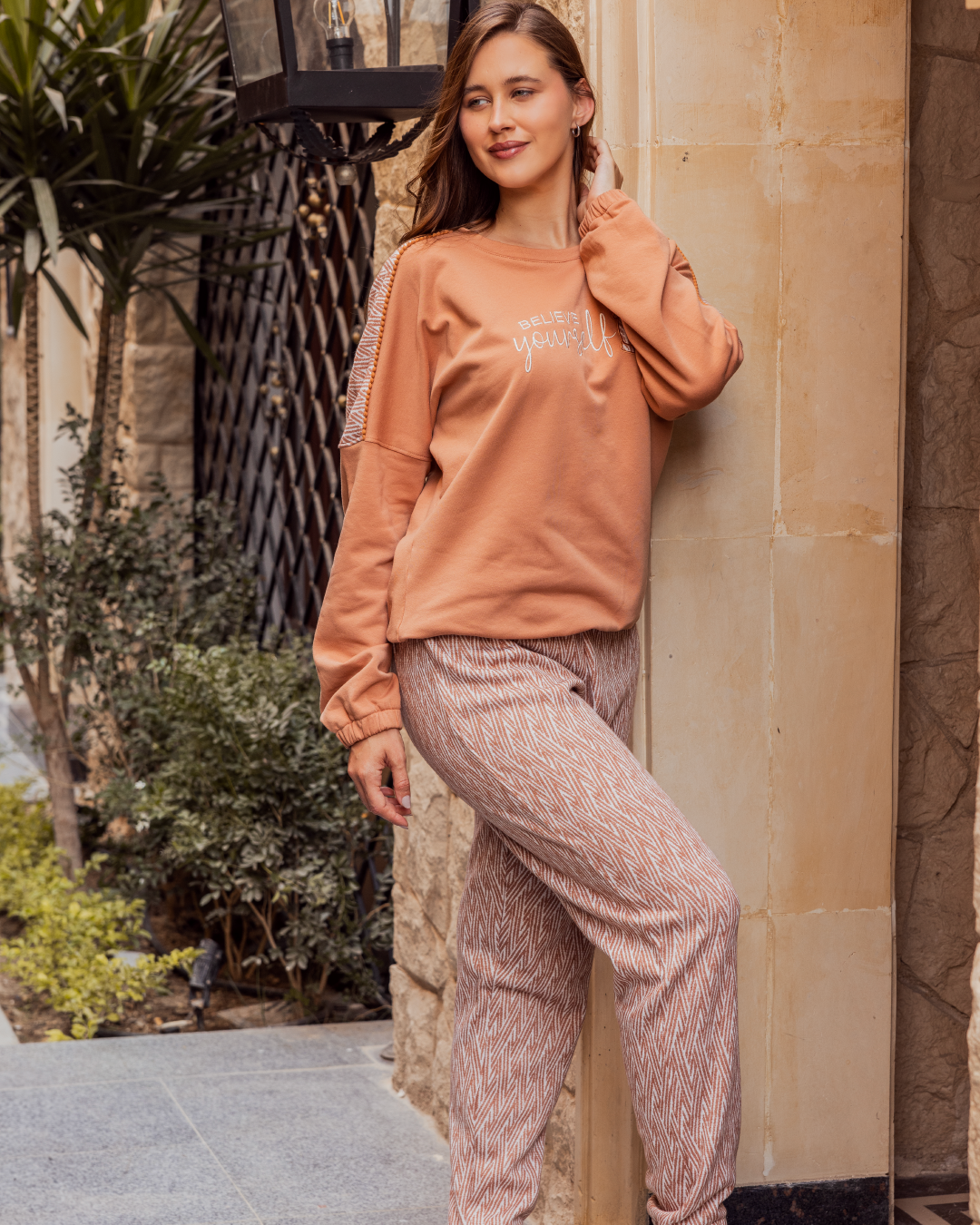 بيجامه حريمي كم طويل بنطلون طويل تطريز دب