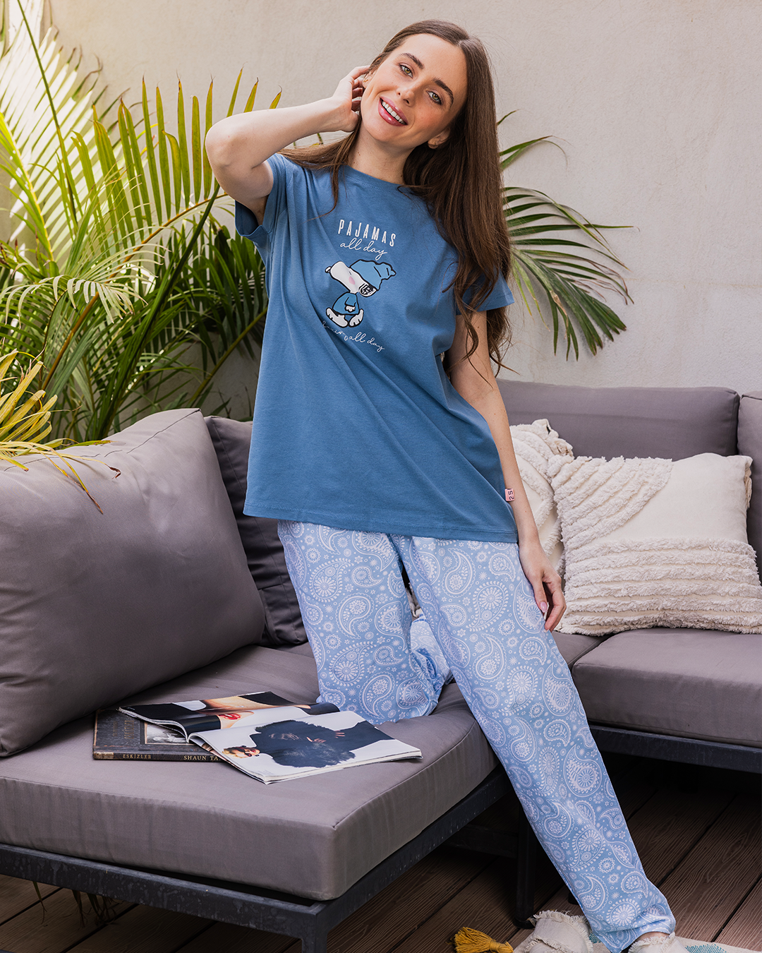 Women's pajamas, half sleeve pants