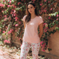 Women's half-sleeve pajamas, pink roses