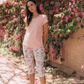 Women's half-sleeve pajamas, pink roses