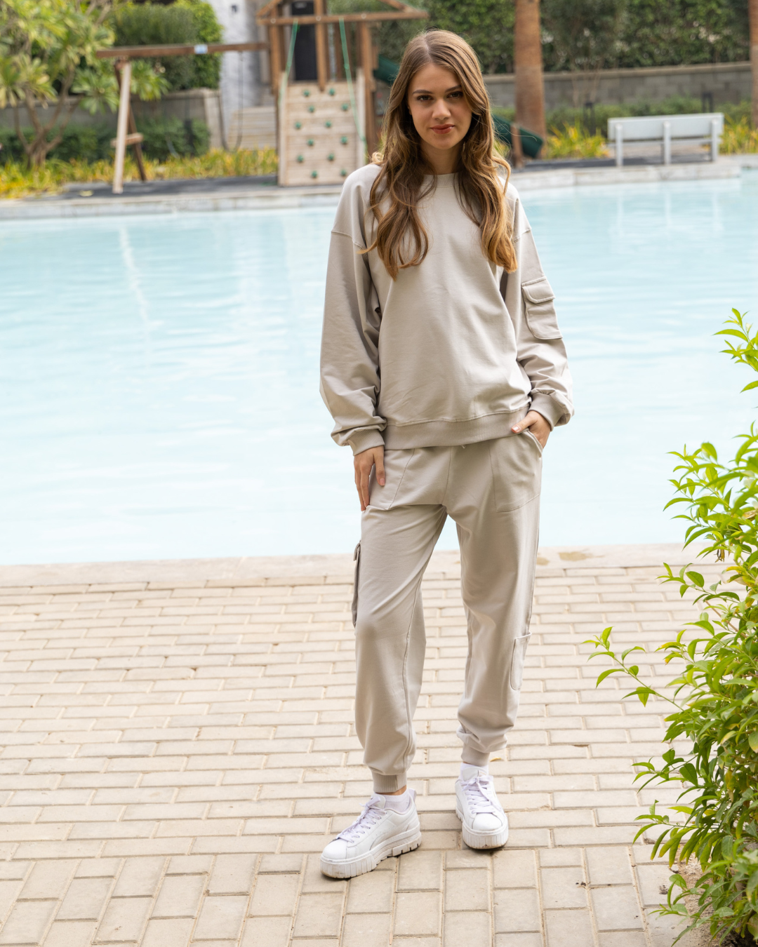 بيجامه حريمي جيب علي الكم