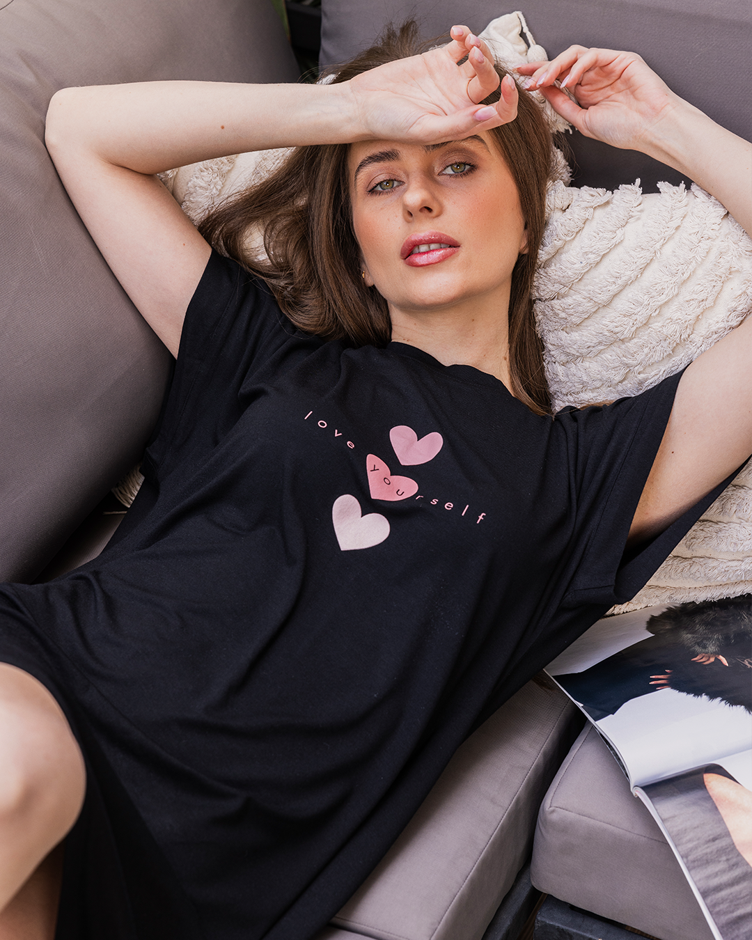 Love yourself women's half sleeve nightgown