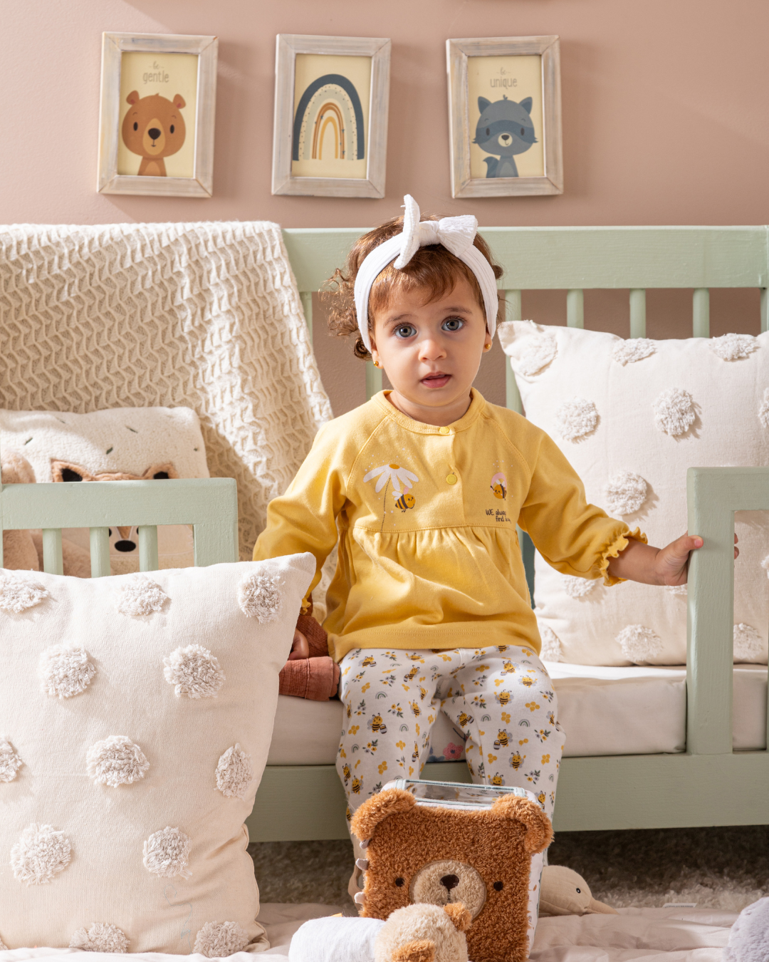 Beee بيجامه بناتي بيبي بكم وبنطلون مطبوع