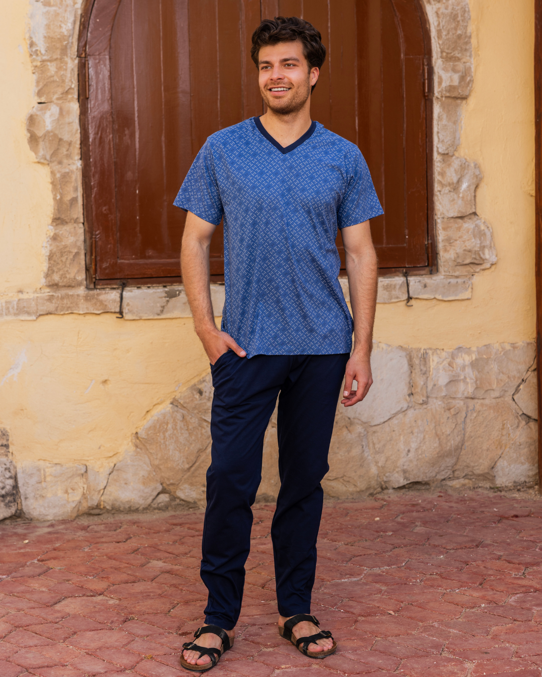 بيجاما رجالي نص كم و بنتاكور روتاري بولو