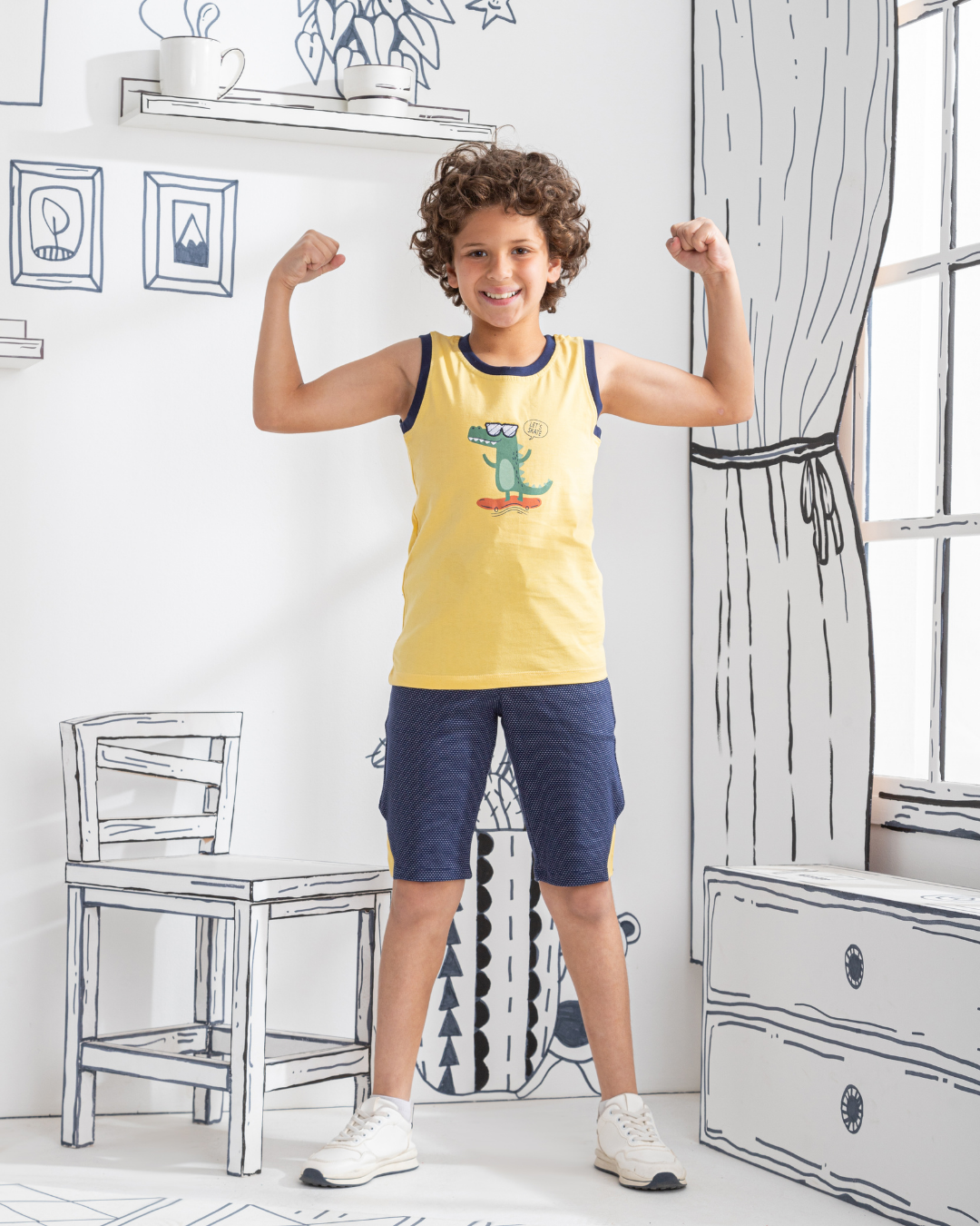 Crocodile بيجامه اولادي تيشرت كت وبنتاكور مطبوع