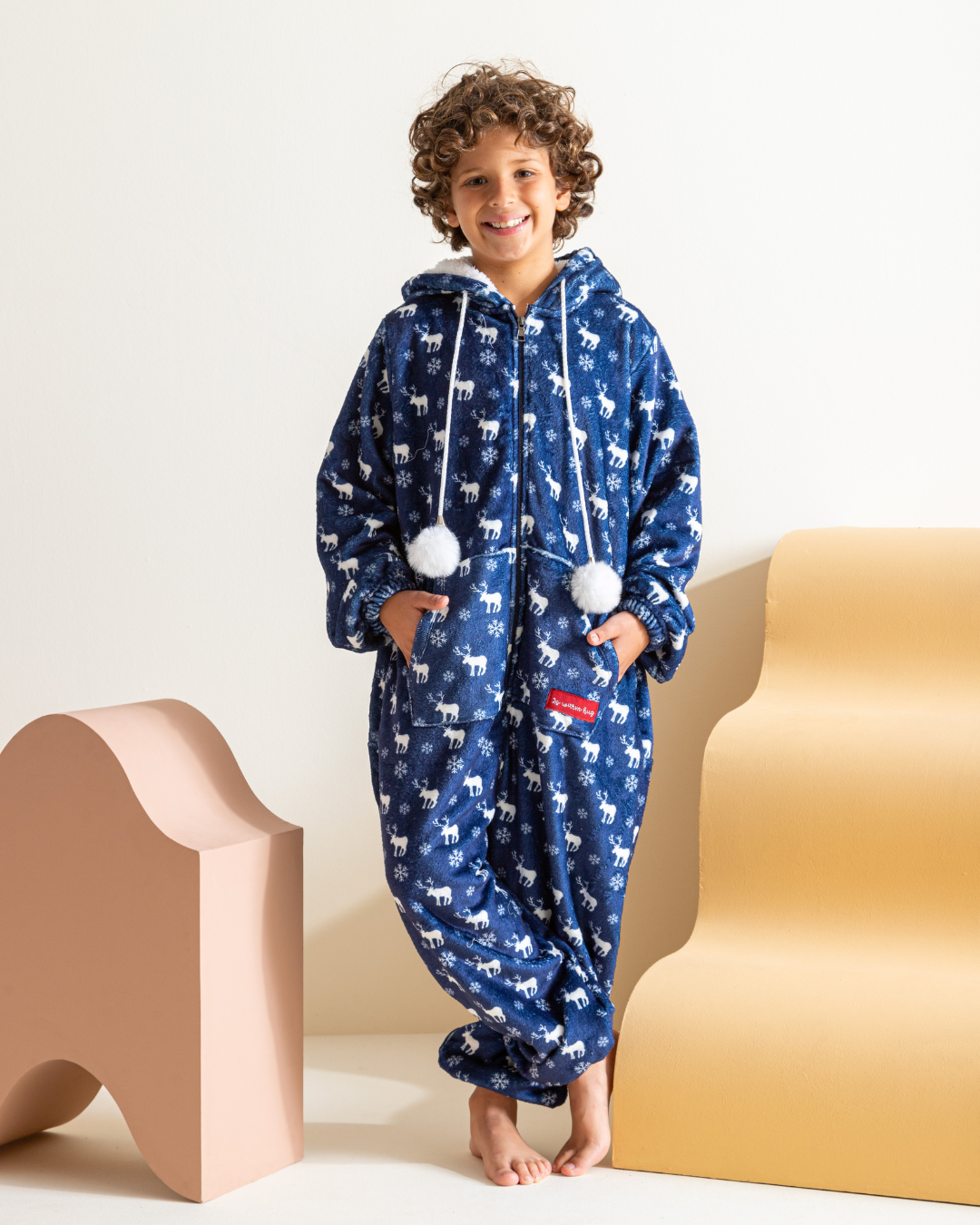 Blue Reindeer Boys Printed Polar