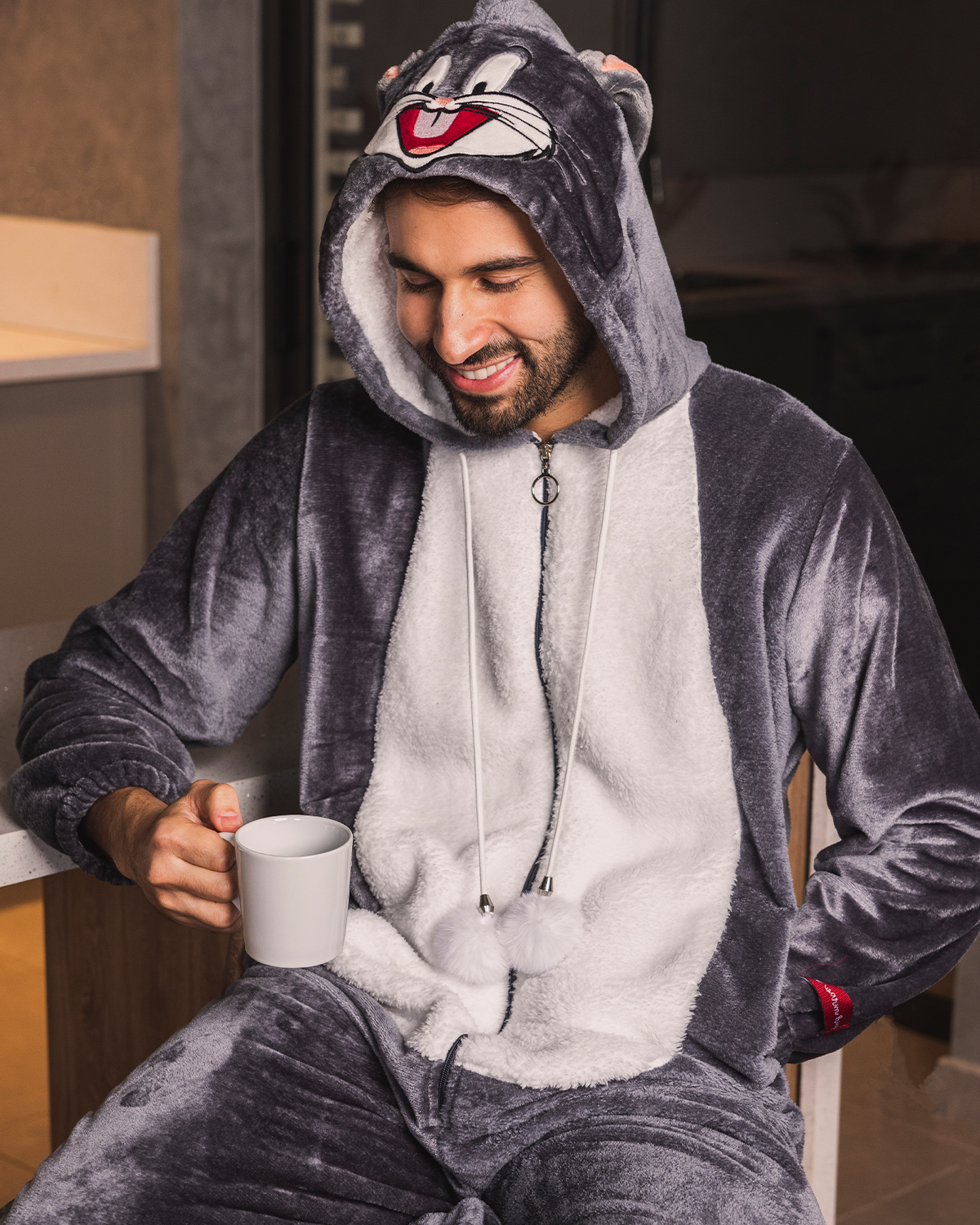 Bugs Bunny Jumbsuit سالوبيت بولار رجالي وحريمي بكابيشون شخصية باجس باني