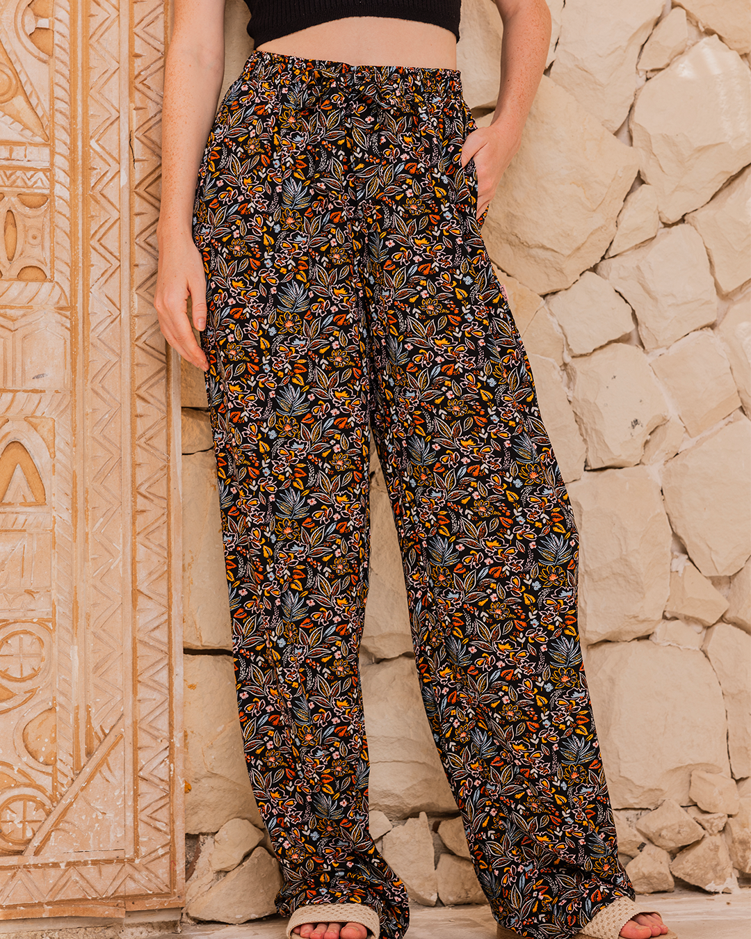 flowers بنطلون حريمي واسع