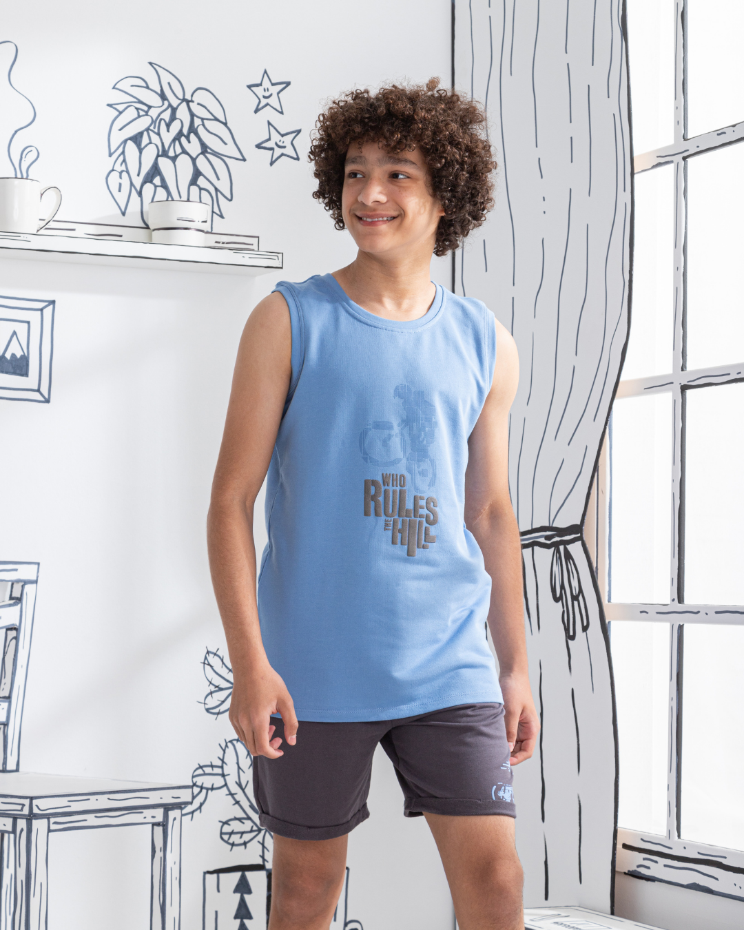 Bikers Boys' pajamas, printed T-shirt and shorts