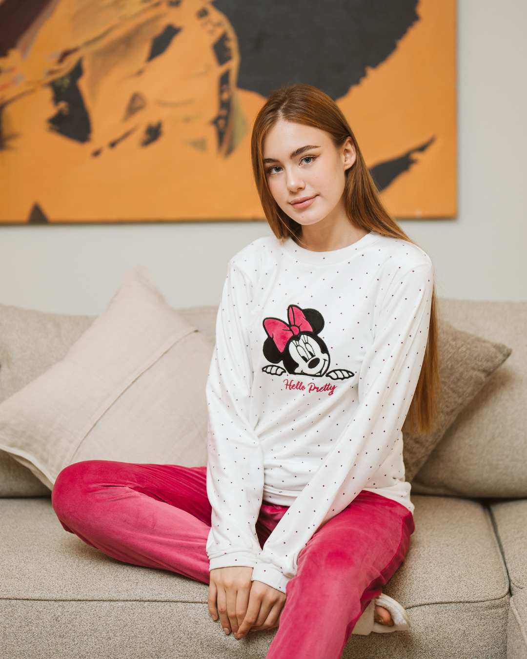 Hello Pretty بيجاما حريمي قطيفة بوليستر
