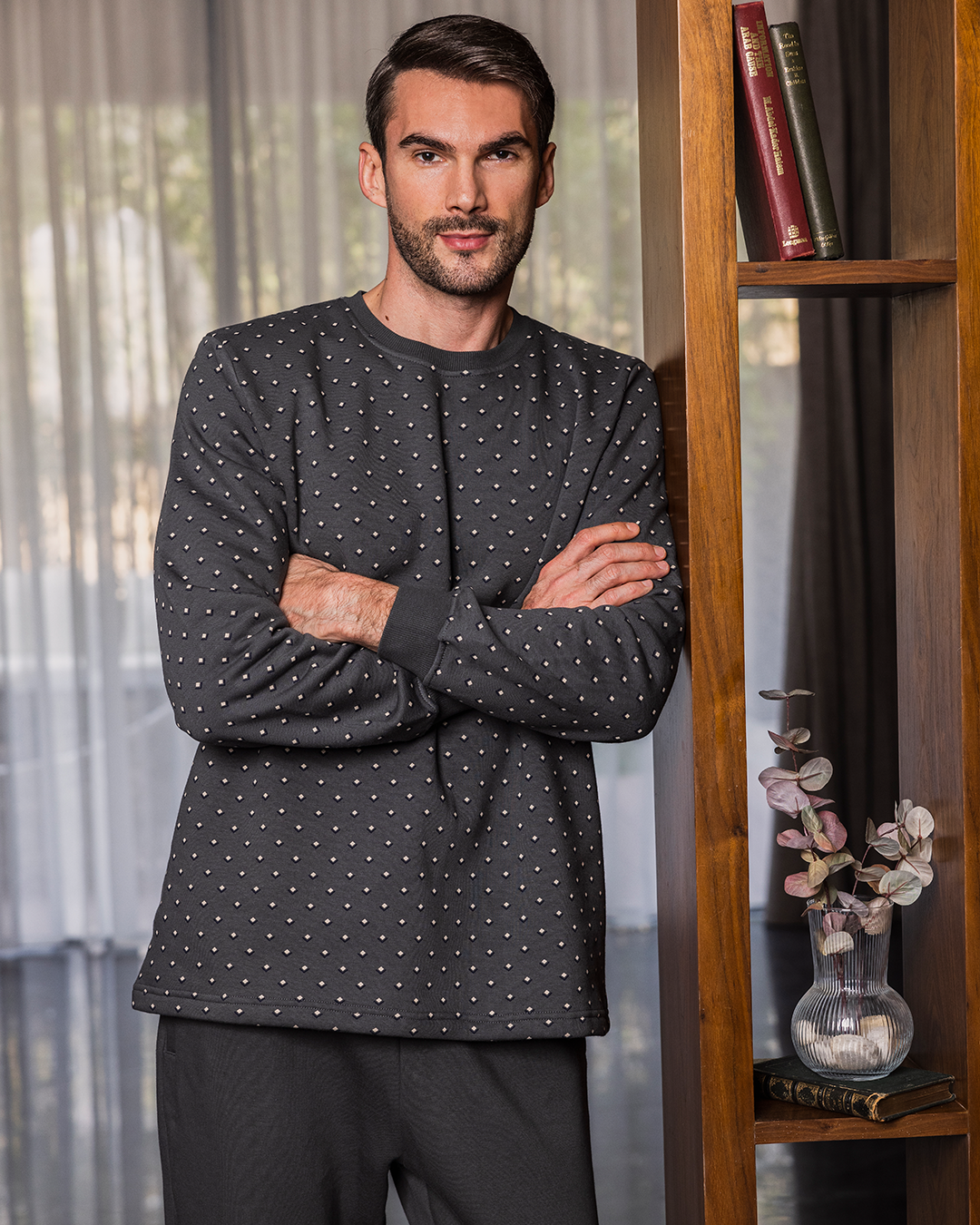 Diamond pattern بيجاما رجالي ميلتون مطبوع *ميلتون سادة