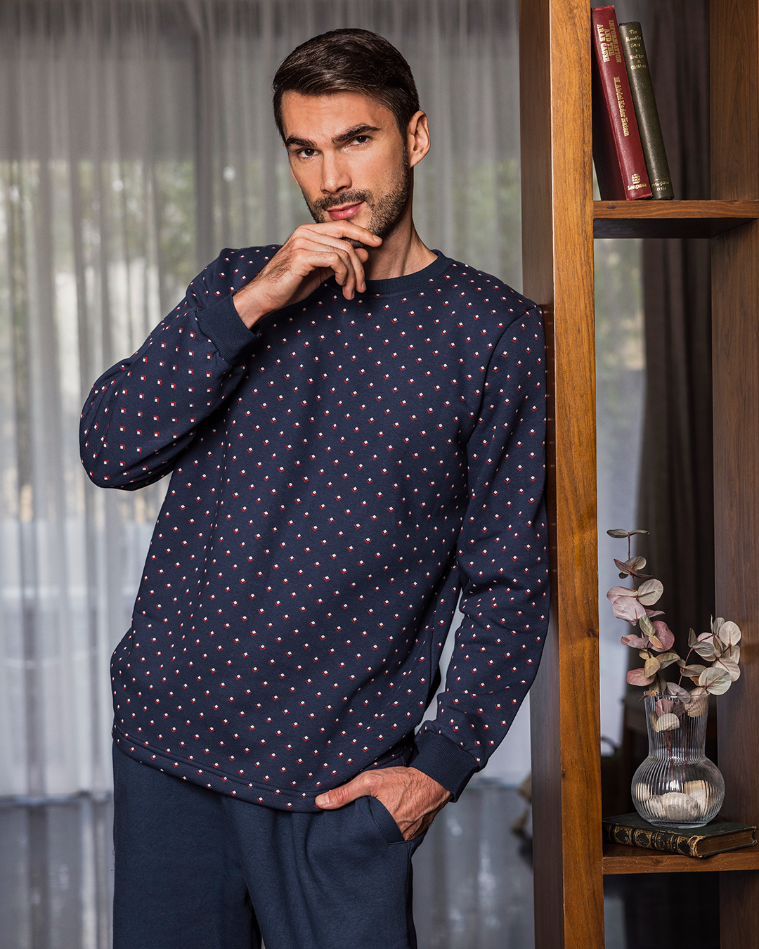 Diamond pattern بيجاما رجالي ميلتون مطبوع *ميلتون سادة