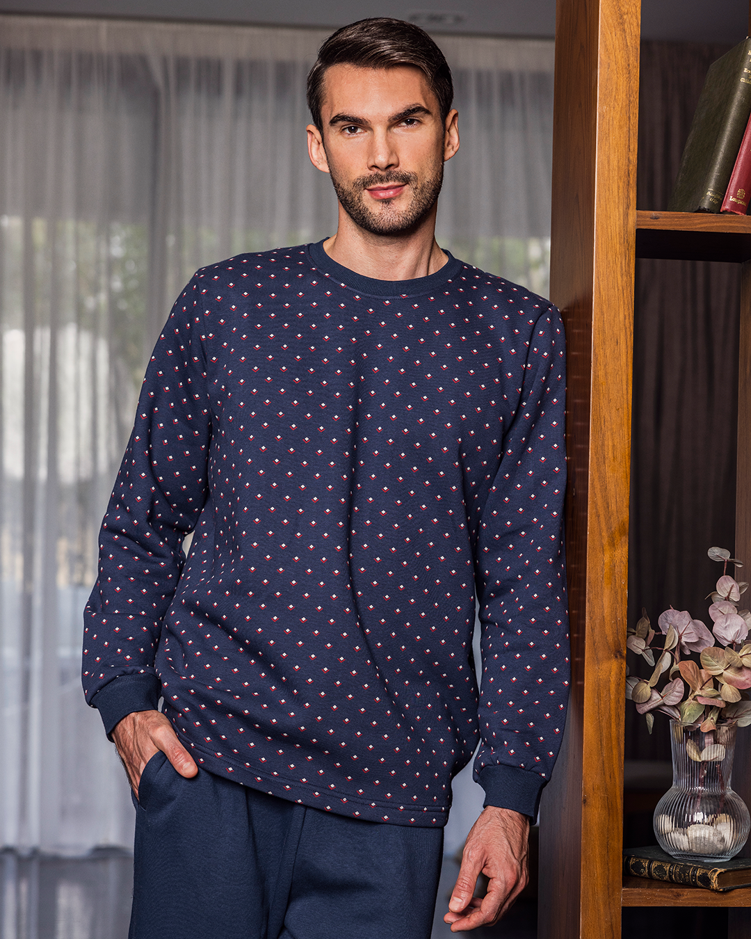 Diamond pattern بيجاما رجالي ميلتون مطبوع *ميلتون سادة