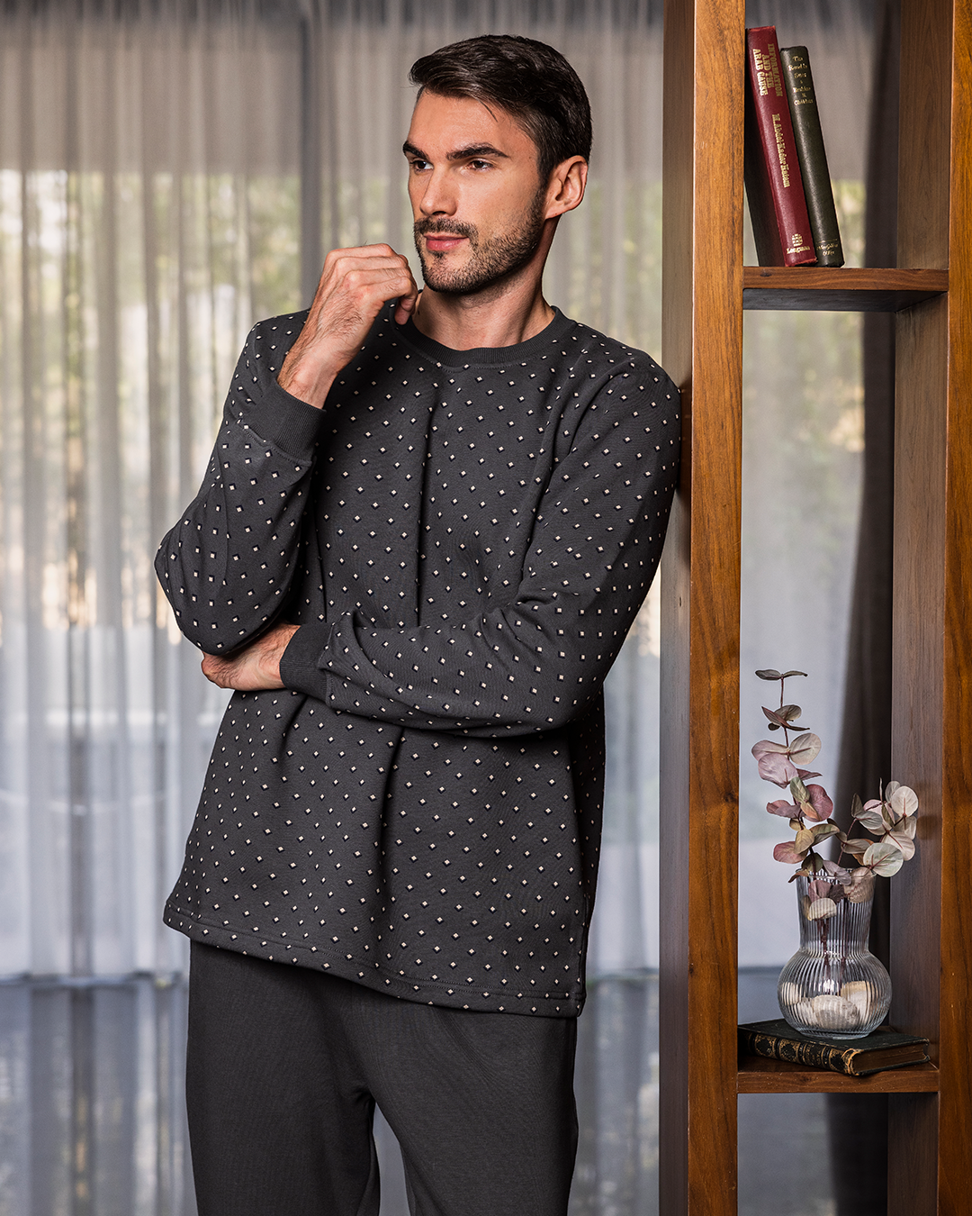 Diamond pattern بيجاما رجالي ميلتون مطبوع *ميلتون سادة