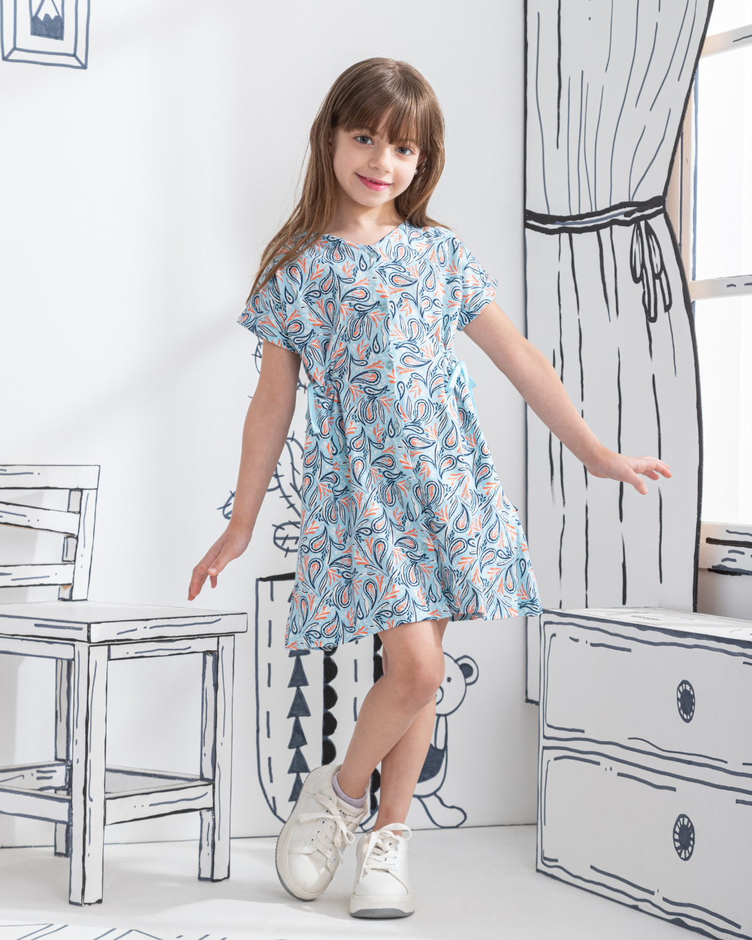 Blue Paisley girls printed dress