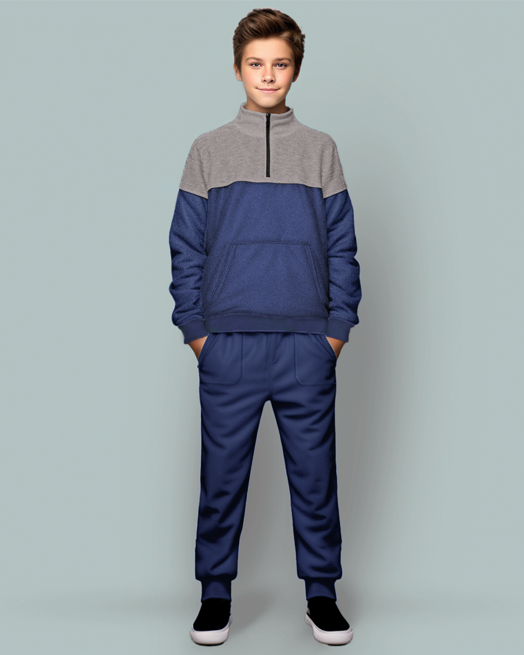 Half Neck Zipper Sweatshirtبيجاما اولادي بولار فميلتون