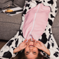 Cow Polar Onsie سالوبيت بكابيشون حريمي وبناتي مطبوع بقرة