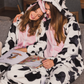 Cow Polar Onsie سالوبيت بكابيشون حريمي وبناتي مطبوع بقرة