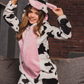Cow Polar Onsie سالوبيت بكابيشون حريمي وبناتي مطبوع بقرة