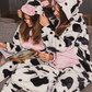 Cow Polar Onsie سالوبيت بكابيشون حريمي وبناتي مطبوع بقرة