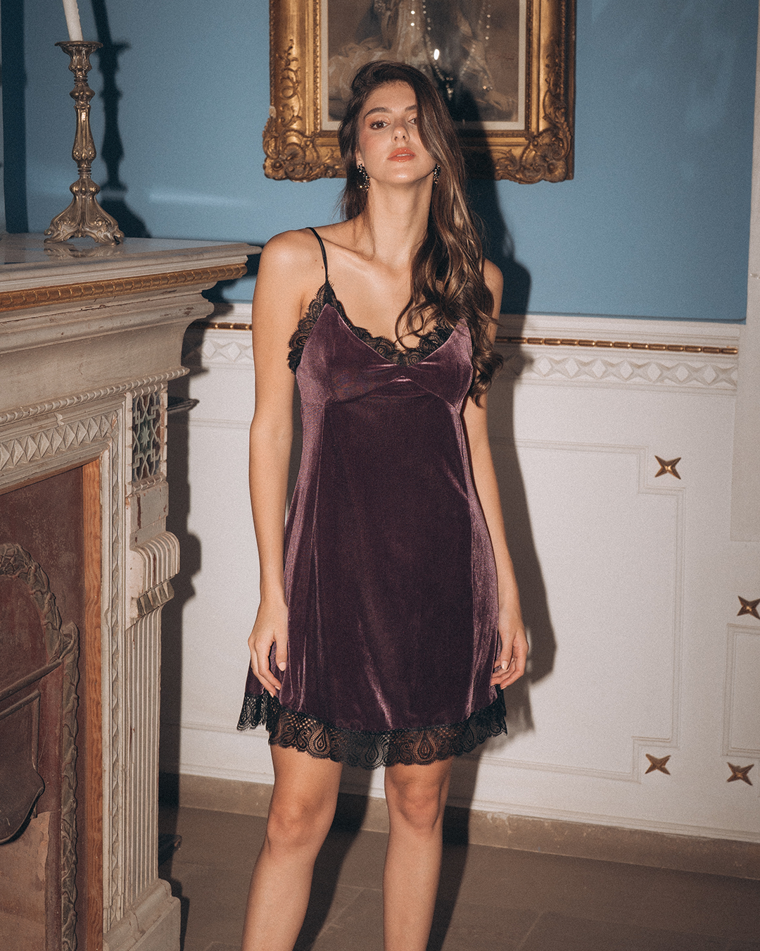 Polyester velor women's nightgown