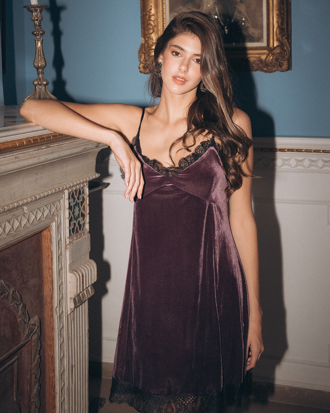 Polyester velor women's nightgown