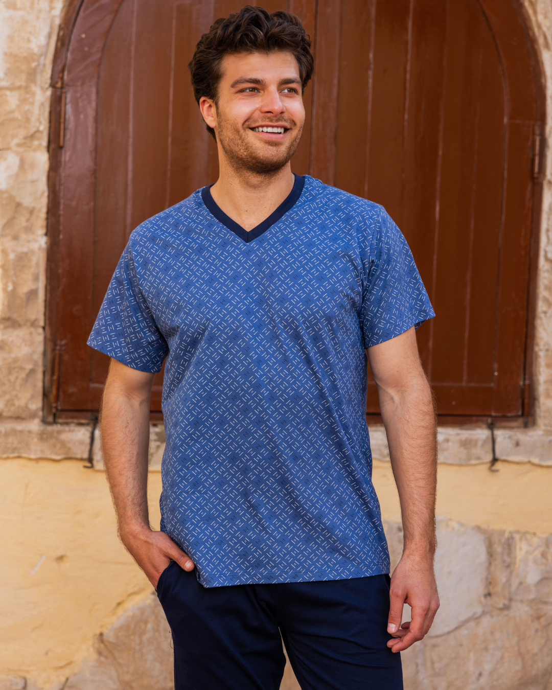 بيجاما رجالي نص كم و بنتاكور روتاري بولو