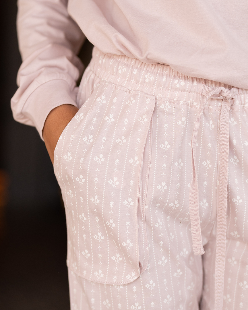 Belle بيجاما حريمي بزراير و كُم طويل