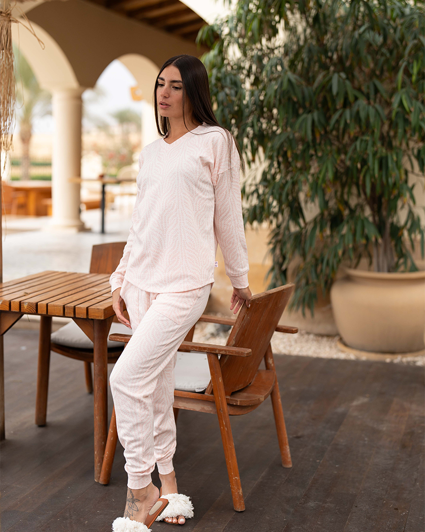 Jacquard Leaves Women's jacquard pajamas printed with branches